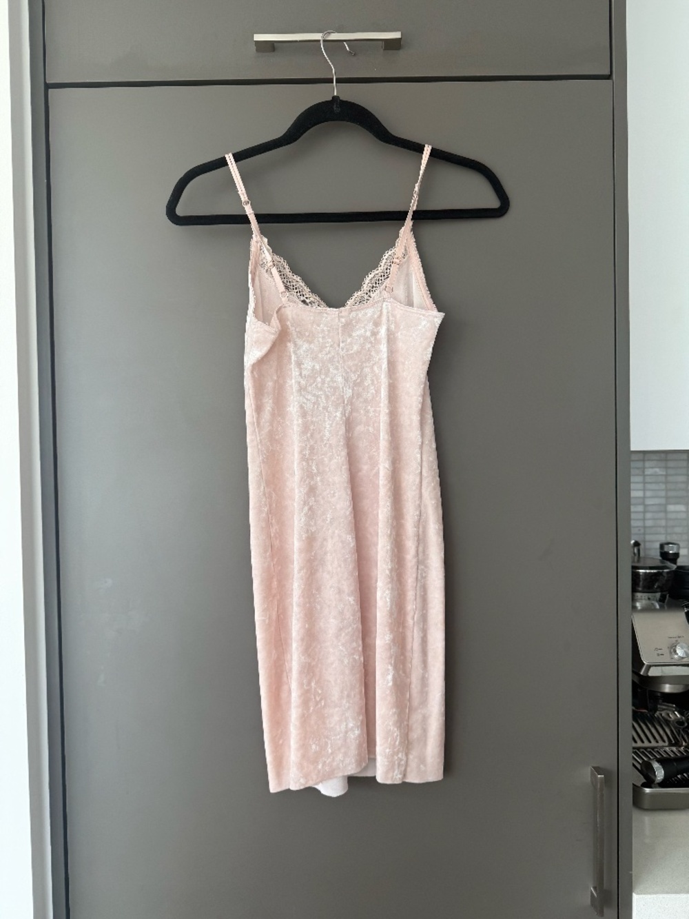 Pink Velour Slip Dress Women’s Size S Lace Trim Soft Lounge Nightdress - Picture 6 of 8